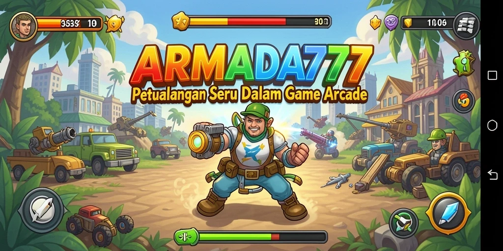 Screenshot utama ARMADA777 menampilkan aksi seru di gameplay Arcade.