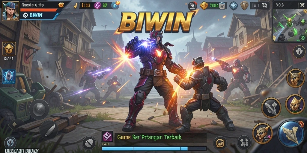Screenshot gameplay BIWIN menampilkan pertempuran strategi yang epik.
