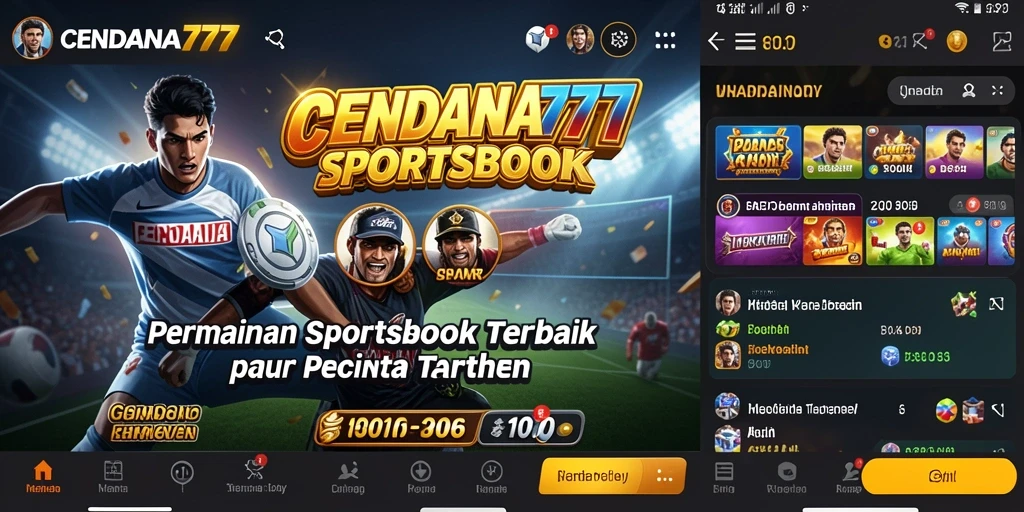 Tampilan utama CENDANA777 dengan fitur sportsbook yang menarik.
