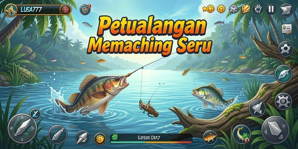Tampilan gameplay LUSA777 yang menampilkan momen memancing yang seru.