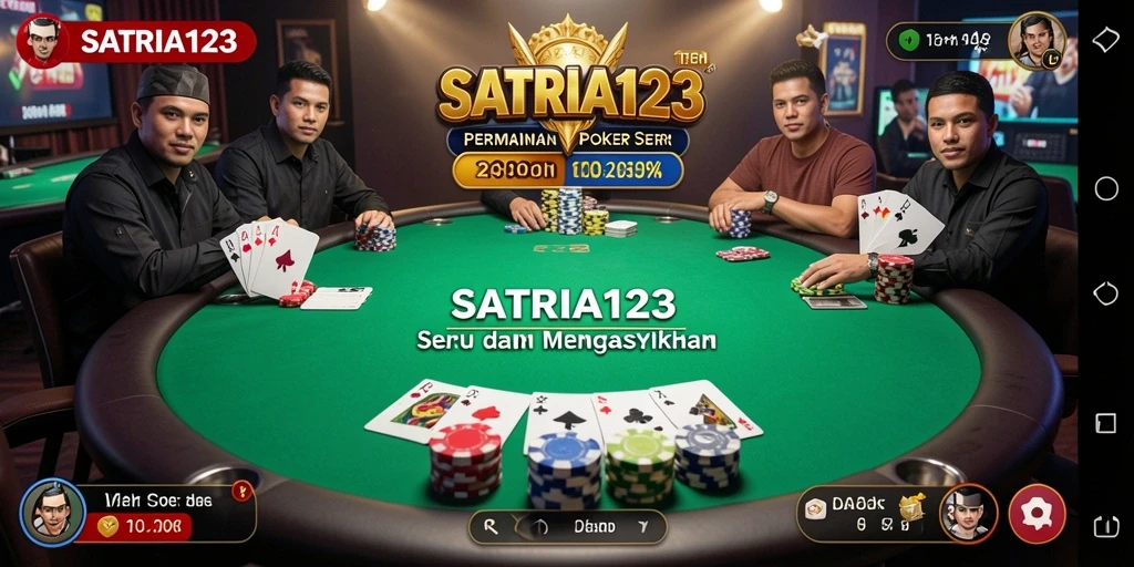 Screenshot utama SATRIA123 menampilkan aksi seru permainan Poker.